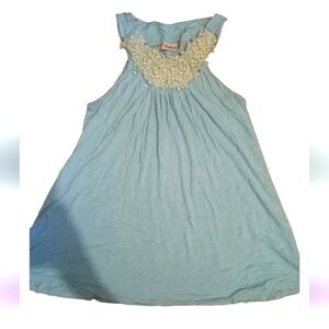 Rosebud Blue Flowy Tank Top w/Pearl Design